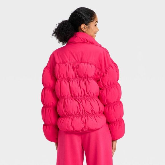 JoyLab - Women's Puffer Jacket - JoyLab Dark Pink XXS Dark Pink - Picture 2 of 3